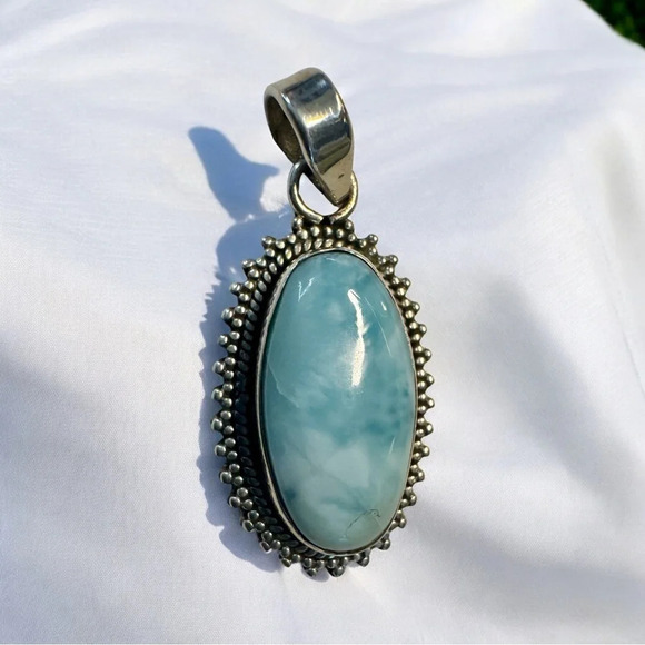 Authentic Larimar Sterling Silver Pendant - Picture 7 of 8